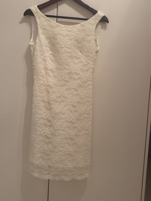 Manolo lace dress with open back like new, beige, size M