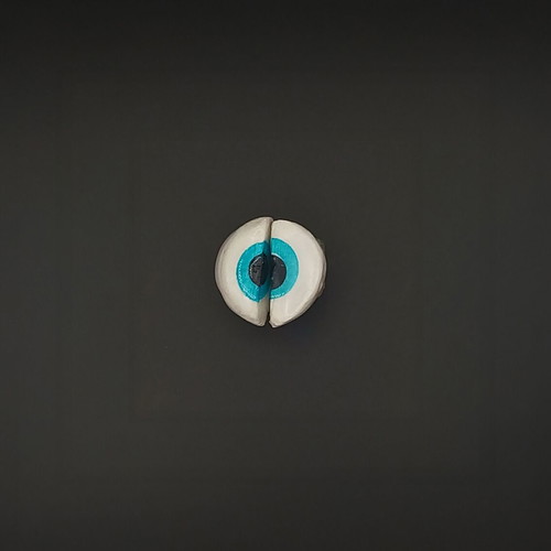 Handmade ceramic eye earrings with decoupage and glass coating