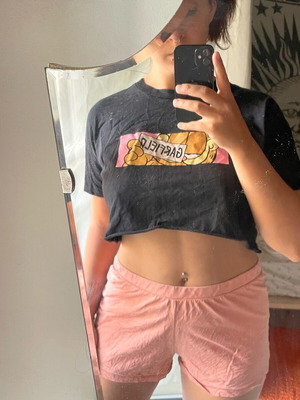 Crop top Garfield μεταχειρισμένο, μαύρο, μέγεθος M Pull & Bear