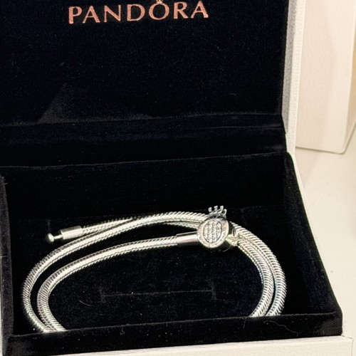Pandora silver necklace 45 cm, authentic crown design