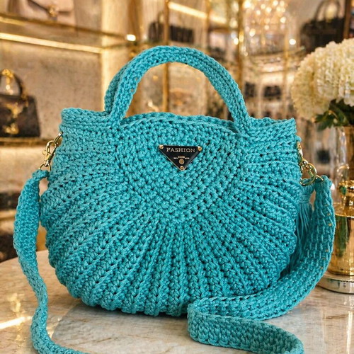Aqua Étoile crossbody bag new, turquoise handmade