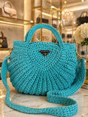 Aqua Étoile crossbody bag new, turquoise handmade