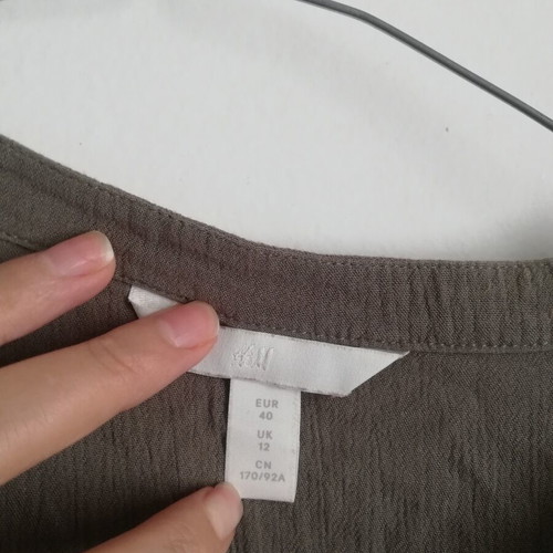 H&M blouse used, olive green, size 40, 100% viscose