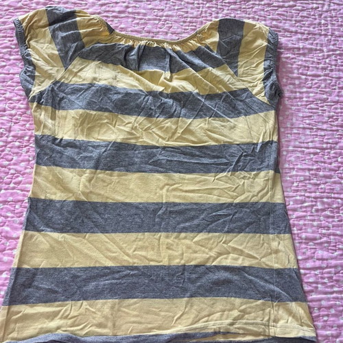 Zara striped blouse, gray and yellow, size L