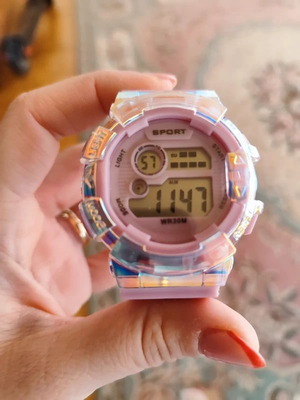 S-Sport Pink Digital Watch like new with LED Backlight and Alarm