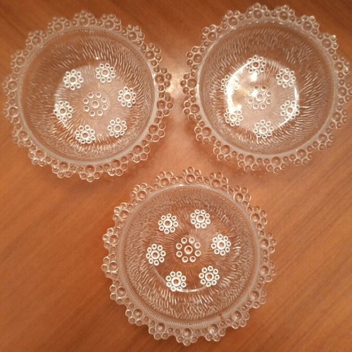 Masserini Barocco vintage glass dessert bowls set of 3