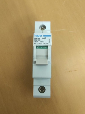 Hager SB199 100A 1P Rail Switch 250V new