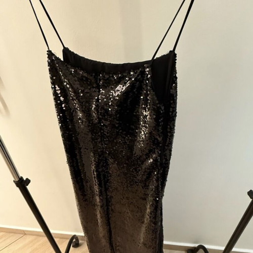 Black dress Stefania Vaidani new, sequin with side cutouts, size M