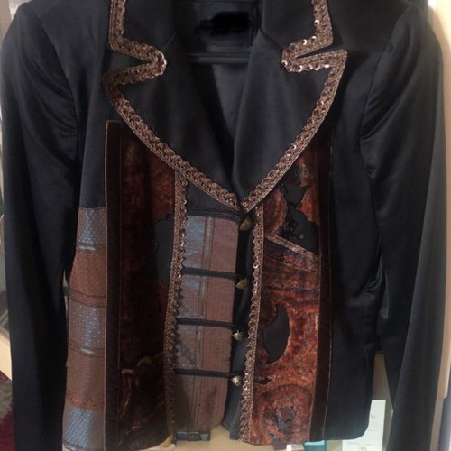 Evening satin jacket Italian new, size S 36 8, black
