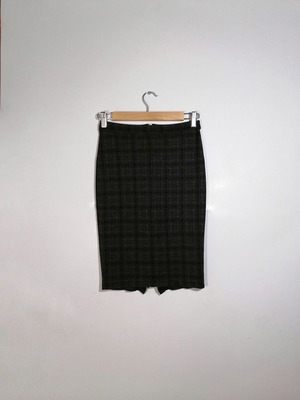 Pencil skirt plaid used, size S, black and gray
