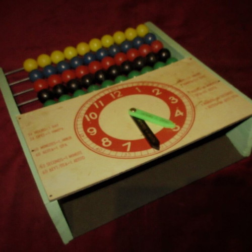 Student abacus clock and board Greek wooden 70s like new