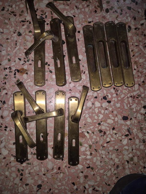 Vintage door handles, locks and latches used, pack of 14 pieces