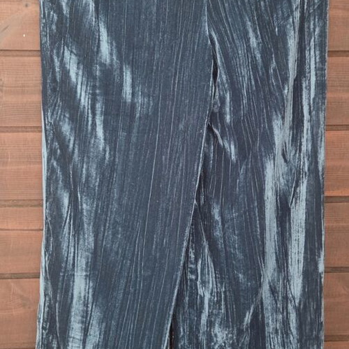 Medicine Everyday Therapy Teal Blue Crushed Velvet Wide-Leg Trousers New