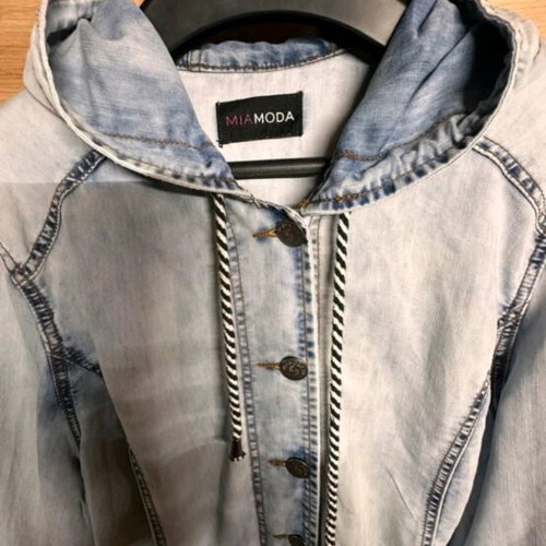 Mia Moda parka used, light blue denim, XXL