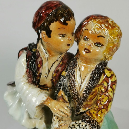 Ceramic figure with traditional Tsolias and Amalia couple used
