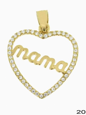 Ασημένιο κρεμαστό Mama 925° επίχρυσο με λευκά ζιργκόν καινούργιο