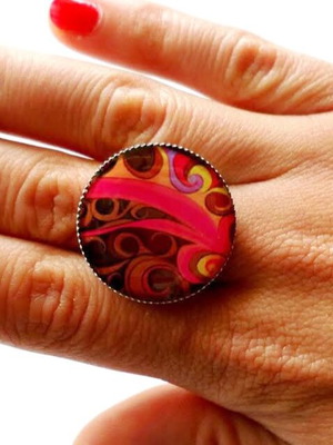 Ring new with liquid glass handmade adjustable