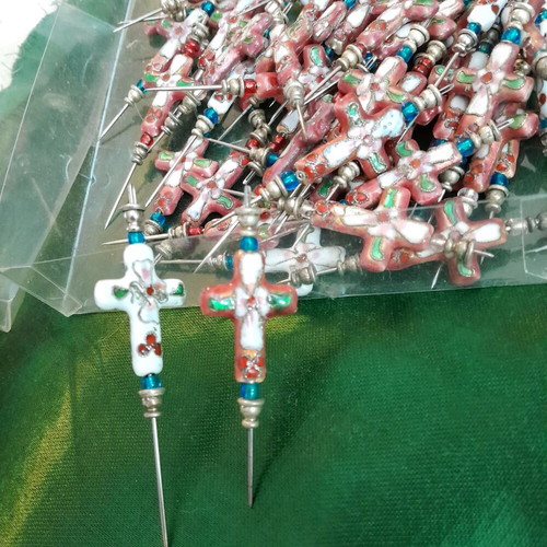 Lot of 52 used cross pins with enamel
