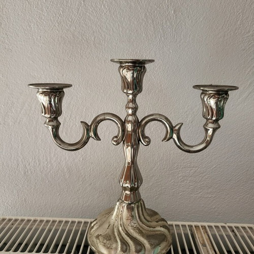 Quist W.-Germany vintage silver-plated three-arm candlestick