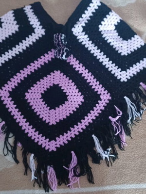Handmade knitted children's cape 8-12 years multicolored new