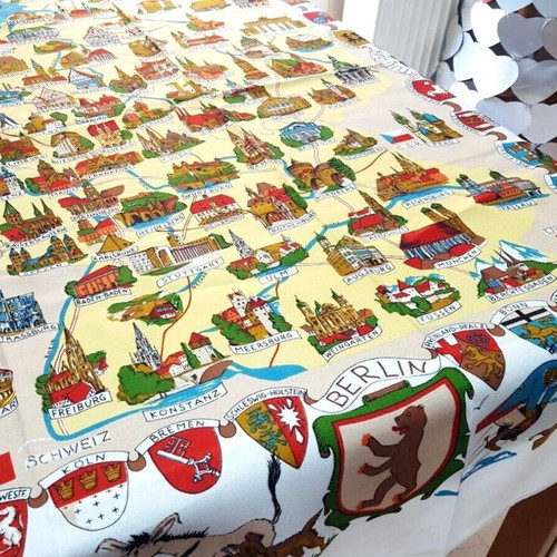 Vintage Feldberg tablecloth like new with Germany map