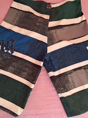 Billabong men's swim shorts size 34 like new, striped blue green white gray