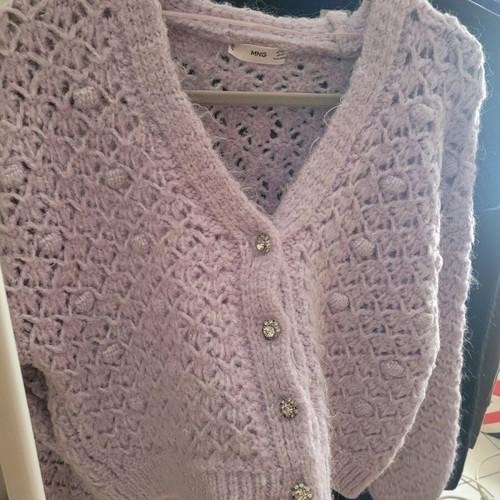 Mango lilac knitted cardigan with rhinestones oversized like new