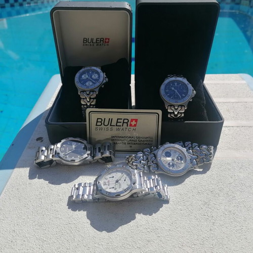 Buler Swiss chronograph watch like new, blue and silver