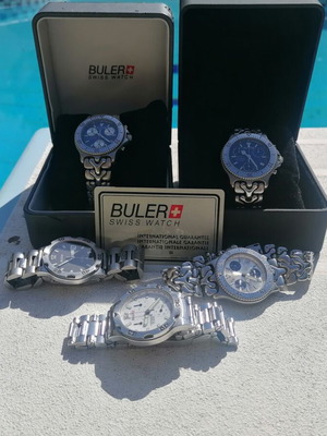 Buler Swiss chronograph watch like new, blue and silver