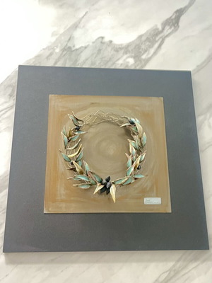 Artistic Olive Wreath Handmade Enamel Wall Art New
