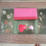 Wallet and heart-shaped keychain pink, new