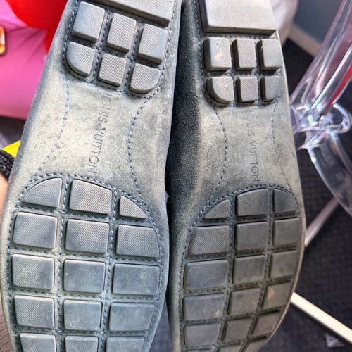 Louis Vuitton blue suede moccasins used