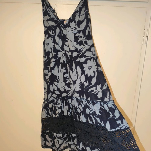 Midi summer dress blue, 100% cotton, like new