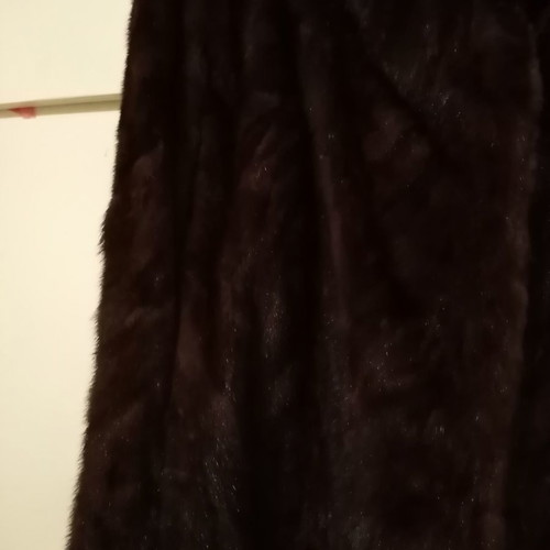 Mink fur coat new, long dark brown with lining