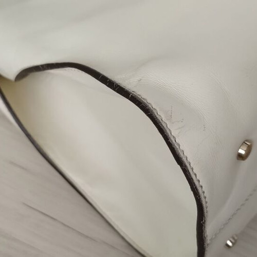 Tod's Leather Cape Tote Bag used, cream color