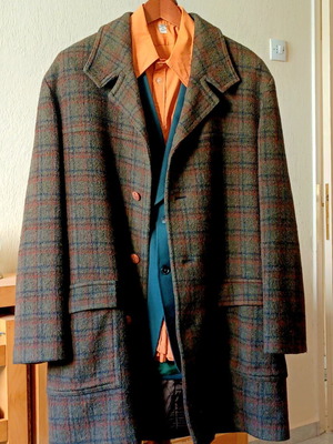 Vintage 70's coat, jacket and shirt set used, authentic Scandinavian