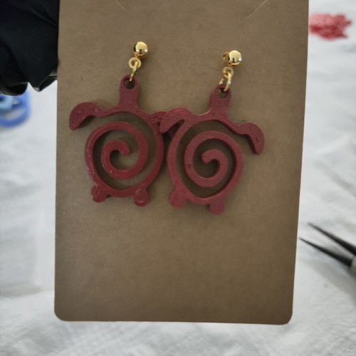 Ceramic turtle earrings 3D printed and hand painted, made to order