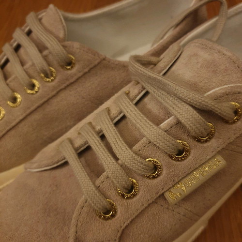Superga beige suede sneakers new, size 39, with laces and ribbons