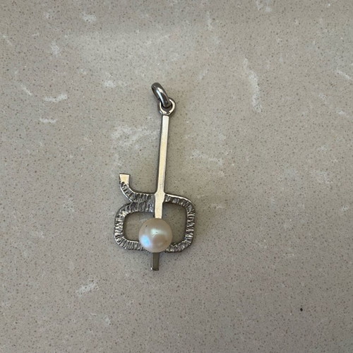 Pendentif stainless steel with pearl vintage 70s like new