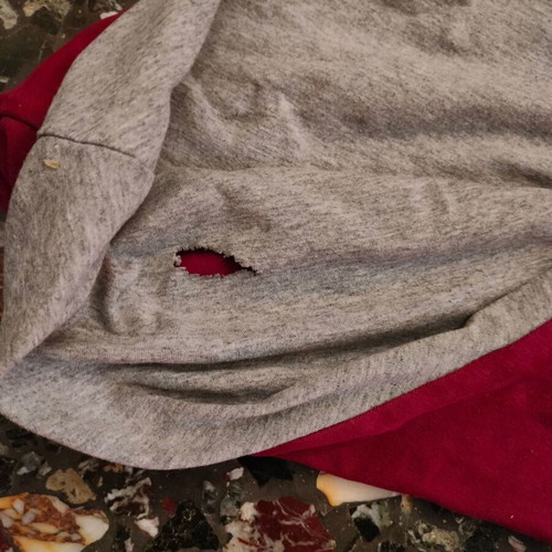 Women's burgundy long-sleeve hoodie sweatshirt used, size Medium