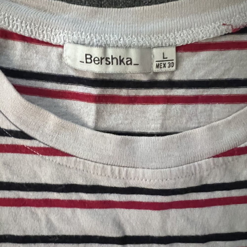 Bershka striped top, white and red, size L