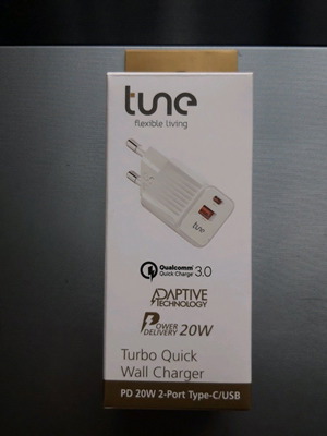 Tune Turbo PD Quick Wall Charger 20W 2 Ports Usb White New