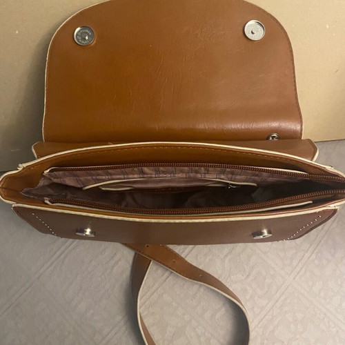 Doca crossbody bag, brown faux leather