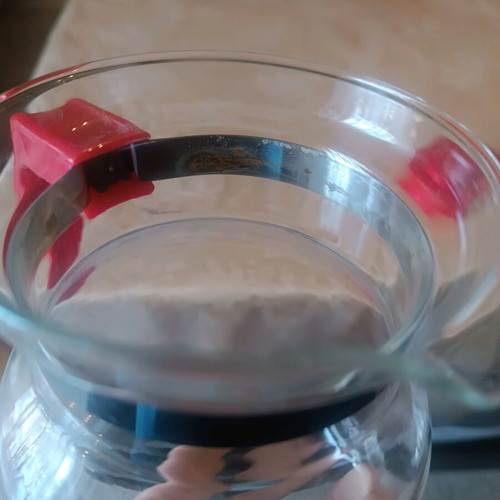 German glass heat-resistant jug used 1L with red handle