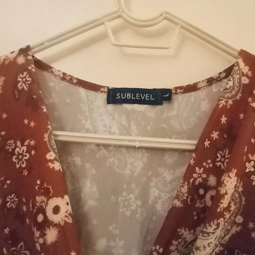 Sublevel autumn dress with paisley pattern new, brown and camel