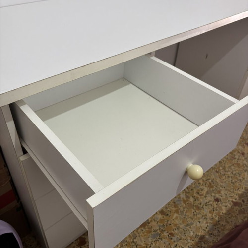 Desk used, white with large storage and 8 drawers