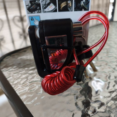 Disc Brake Lock with Alarm and Reminder Cable, New