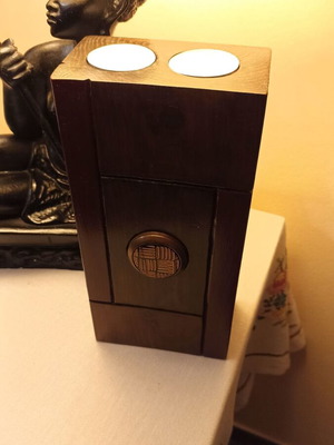Handmade solid wood decorative candlestick with embossed design