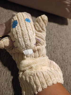Les Déglingos Coquelicos the Rabbit hand puppet doudou