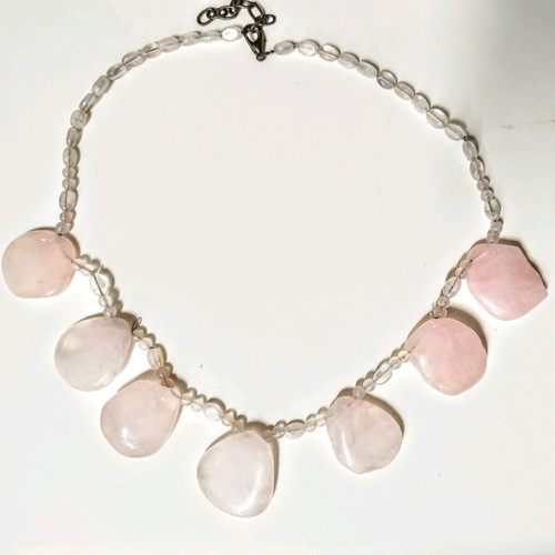 Rose quartz necklace new, length 46cm + 4cm chain
